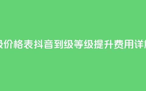 抖音1到60级价格表 - 抖音1到60级等级提升费用详解! 第1张 抖音1到60级价格表 - 抖音1到60级等级提升费用详解! 第1张